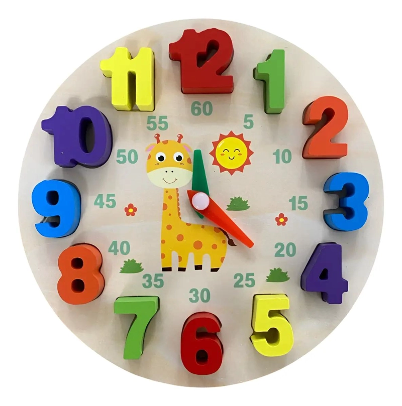 RELOJ EDUCATIVO DE MADERA PARA APRENDIZAJE MONTESSORI - 1