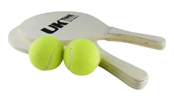 PALETAS DE PLAYA EN MADERA CON 2 PELOTAS DE TENIS - 4