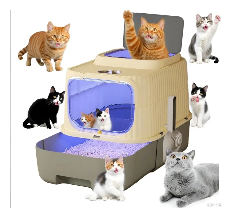 ARENERO GRANDE CERRADO PARA GATOS CON TAPA Y PALA INCORPORADA - 1