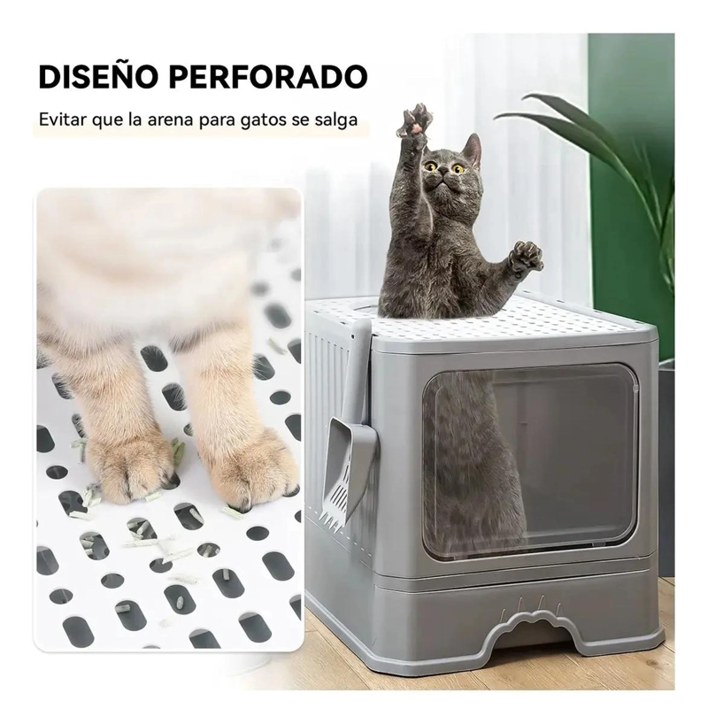ARENERO CERRADO PARA GATO GRANDE CON TAPA Y PALA COLOR GRIS - 5