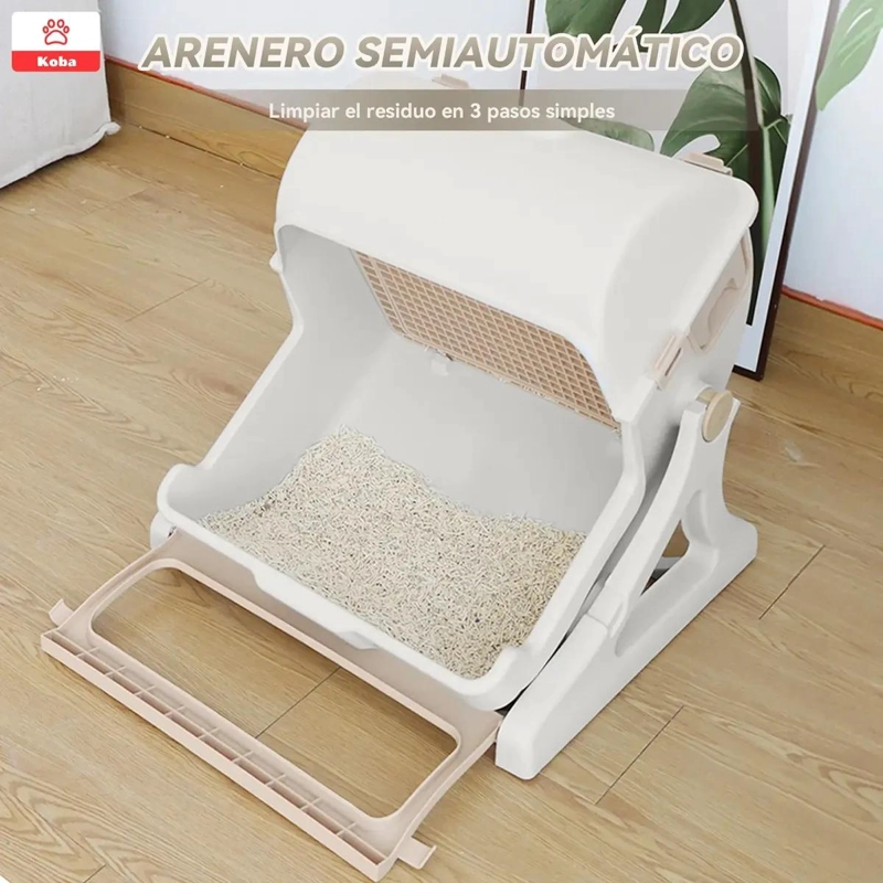 ARENERO PARA GATOS SEMI-AUTOMATICO CON BAÑO SANITARIO GRANDE - 2