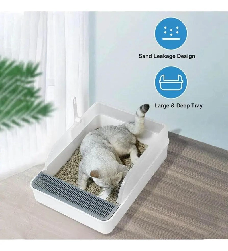 ARENERO ABIERTO PARA GATOS TAMAÑO XL CON DISEÑO ESPACIOSO - 4