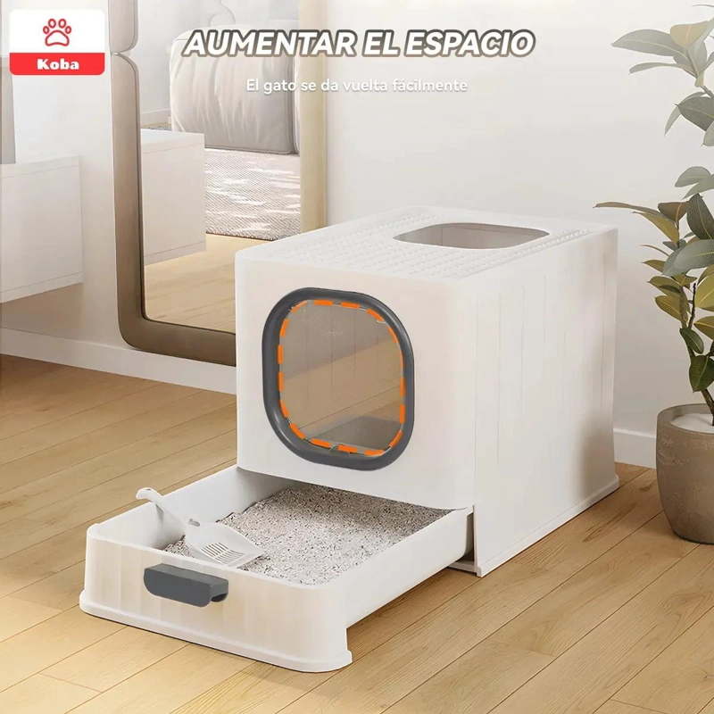 ARENERO CERRADO GRANDE PARA GATO CON PALA PARA BAÑO SANITARIO - 3