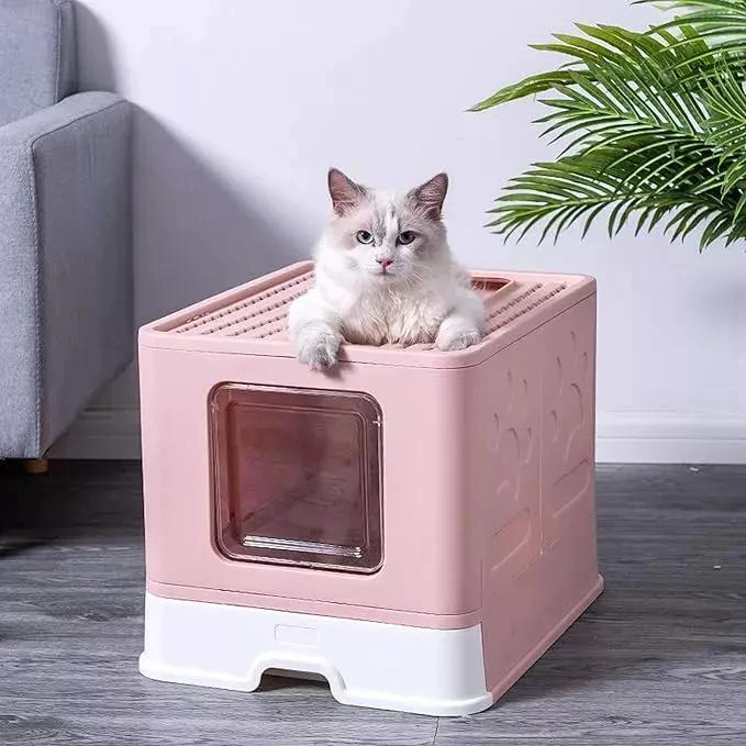 CAJA CERRADA PARA ARENA DE GATOS CON PALA INTEGRADA Y CAJON EXTRAIBLE - 4