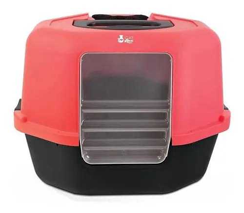 ARENERO ESQUINERO PARA GATOS COLOR ROJO CON DISEÑO COMPACTO - 2
