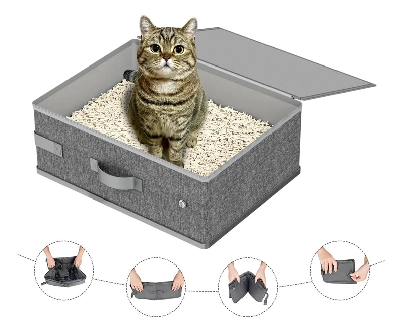 ARENERO PORTATIL PLEGABLE IMPERMEABLE PARA GATOS EN VIAJE - 1