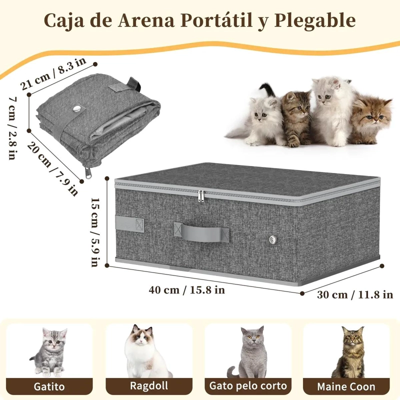ARENERO PORTATIL PLEGABLE IMPERMEABLE PARA GATOS EN VIAJE - 2