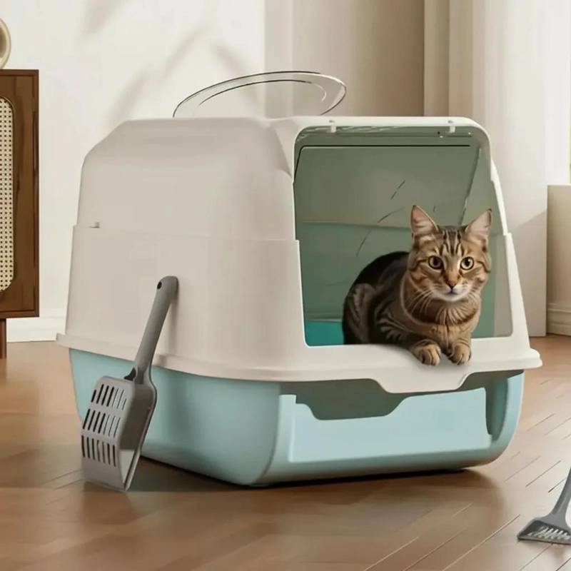 ARENERO CERRADO PARA GATOS CON CUPULA Y BAÑO XL 2 EN 1 - 1