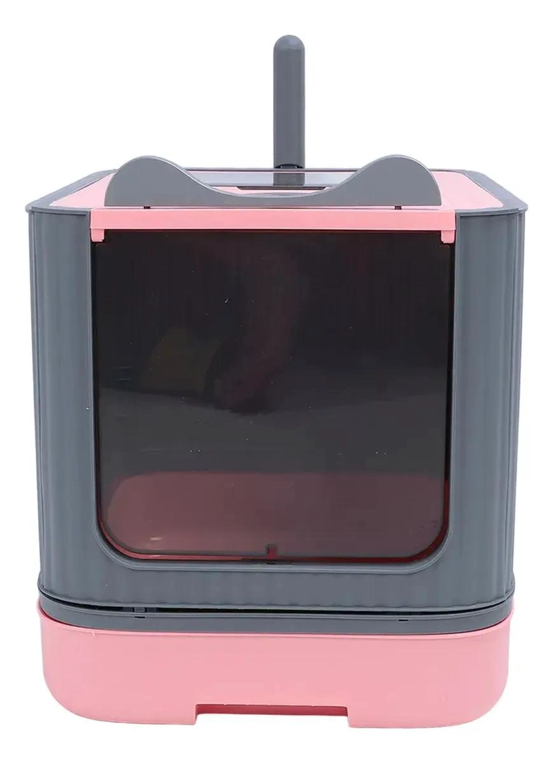 ARENERO CERRADO PARA GATOS CON BANDEJA COLOR ROSA RESISTENTE Y PRACTICO - 2