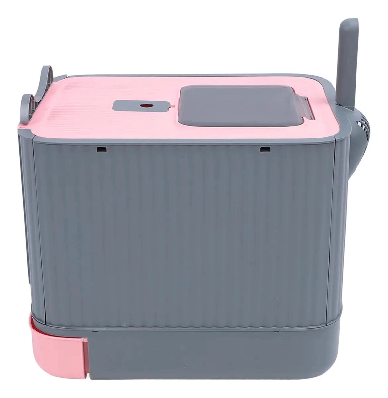 ARENERO CERRADO PARA GATOS CON BANDEJA COLOR ROSA RESISTENTE Y PRACTICO - 5