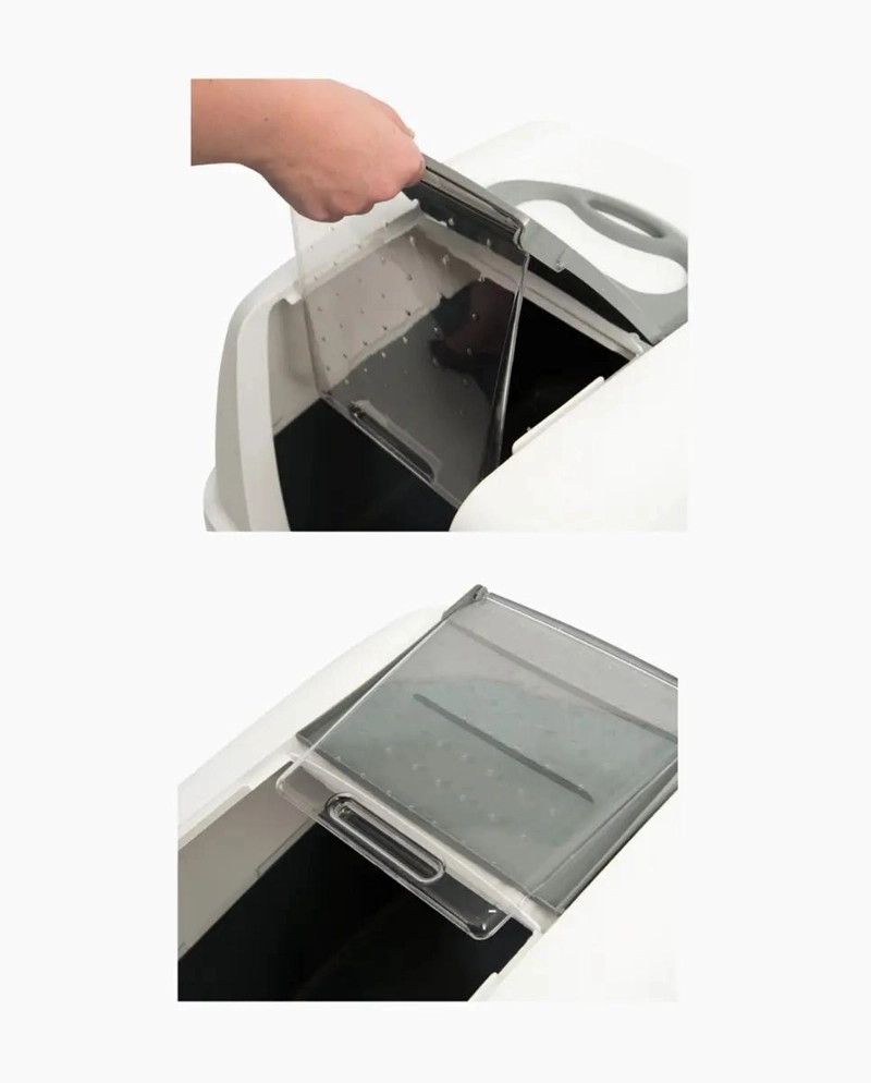 ARENERO CERRADO PARA GATOS CON CUBIERTA GRIS Y DISEÑO FUNCIONAL - 2