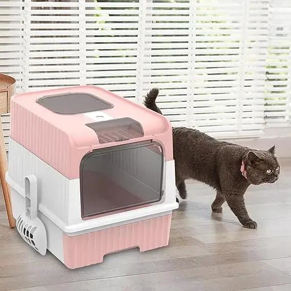 CAJA SANITARIA CERRADA PARA GATOS CON PALA INCLUIDA Y DISEÑO PRACTICO - 2