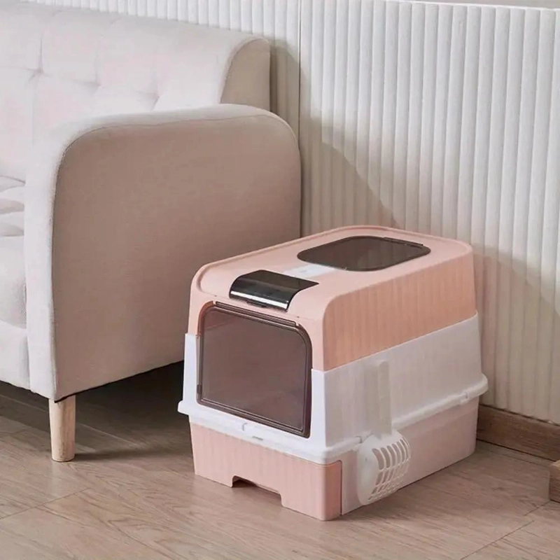 CAJA SANITARIA CERRADA PARA GATOS CON PALA INCLUIDA Y DISEÑO PRACTICO - 3