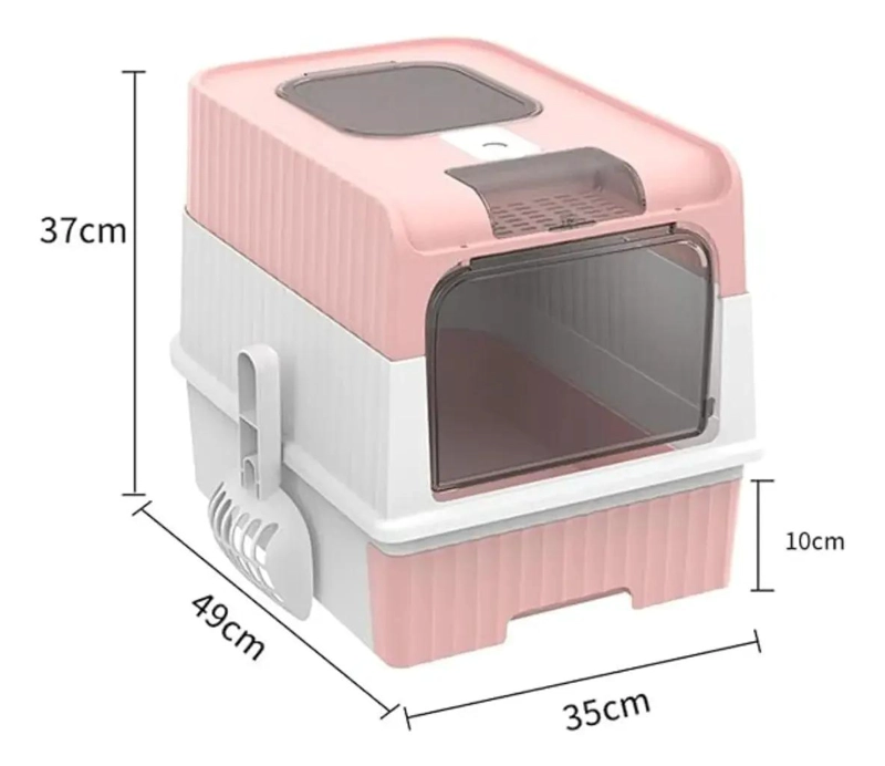 CAJA SANITARIA CERRADA PARA GATOS CON PALA INCLUIDA Y DISEÑO PRACTICO - 4