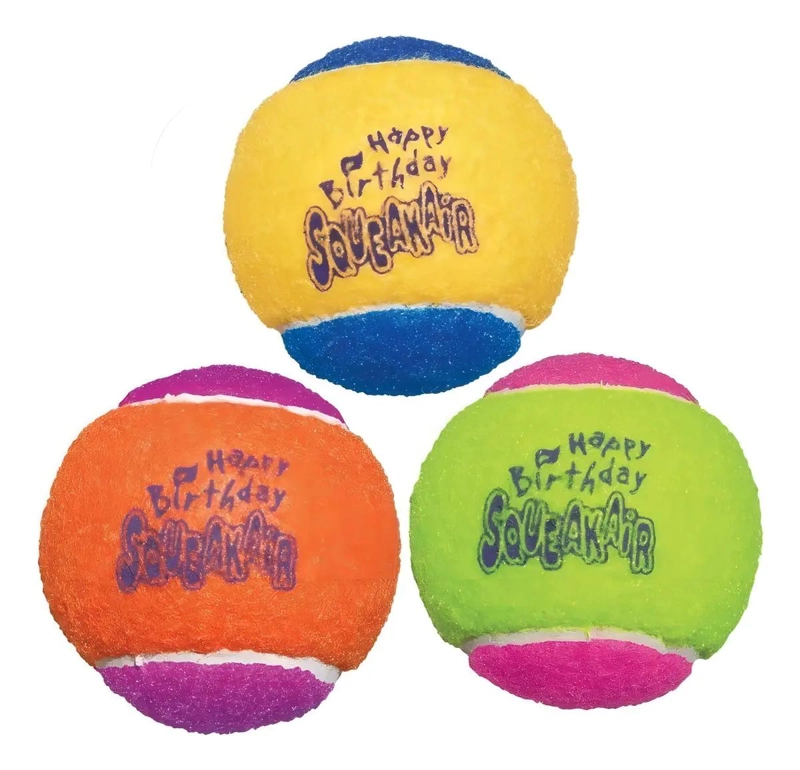 PELOTA PARA PERRO MULTICOLOR CON SONIDO PACK DE TRES UNIDADES - 1