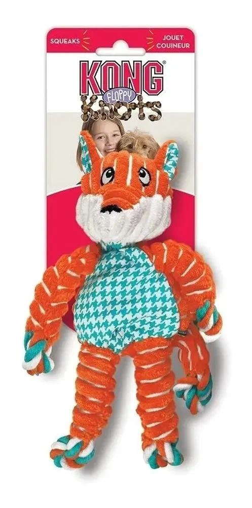 PELUCHE PARA PERROS EN FORMA DE ZORRO NARANJA CON SONIDO Y NUDOS RESISTENTES - 1