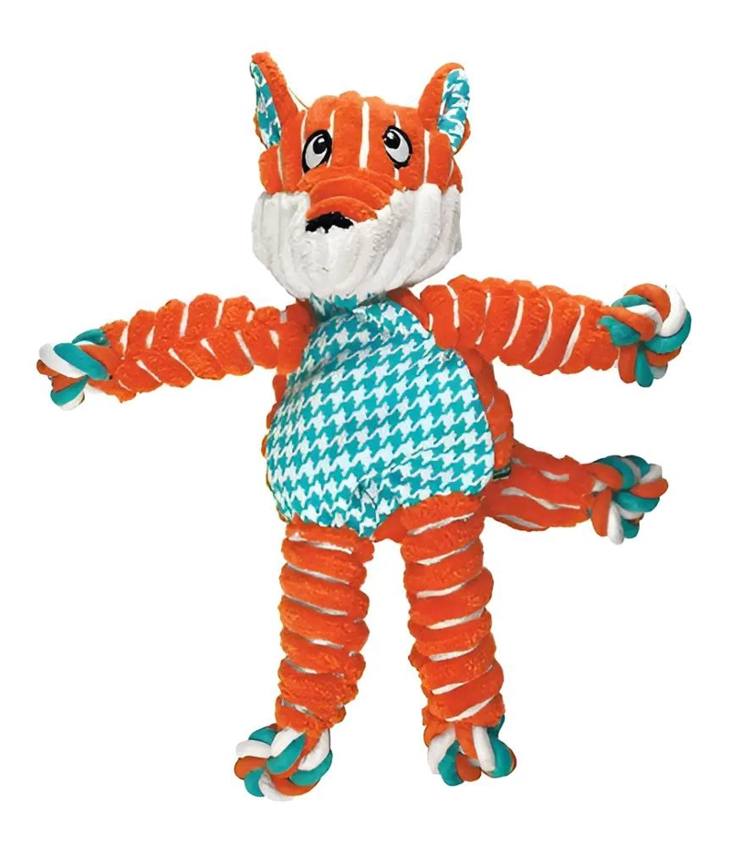 PELUCHE PARA PERROS EN FORMA DE ZORRO NARANJA CON SONIDO Y NUDOS RESISTENTES - 2