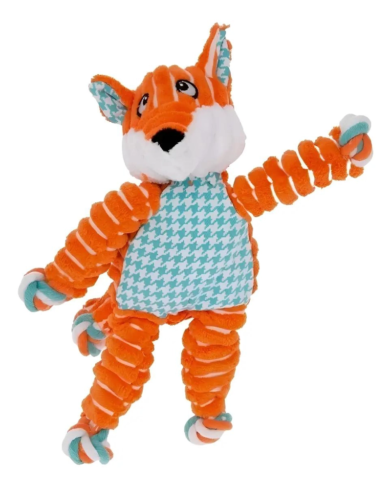 PELUCHE PARA PERROS EN FORMA DE ZORRO NARANJA CON SONIDO Y NUDOS RESISTENTES - 4