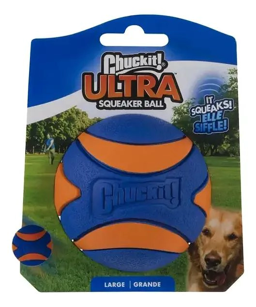 PELOTA DE GOMA PARA PERRO CON SONIDO ULTRA SQUEAKER DE 7.4 CM - 4