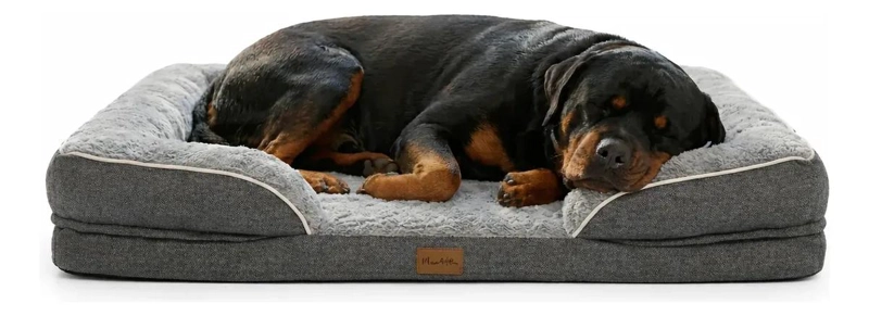 CAMA ORTOPE DICA GRANDE PARA PERRO CON FELPA GRIS LAVABLE Y COMODA - 1