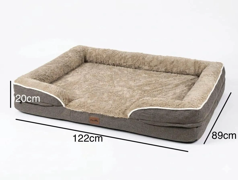 CAMA ORTOPE DICA GRANDE PARA PERRO CON FELPA GRIS LAVABLE Y COMODA - 2