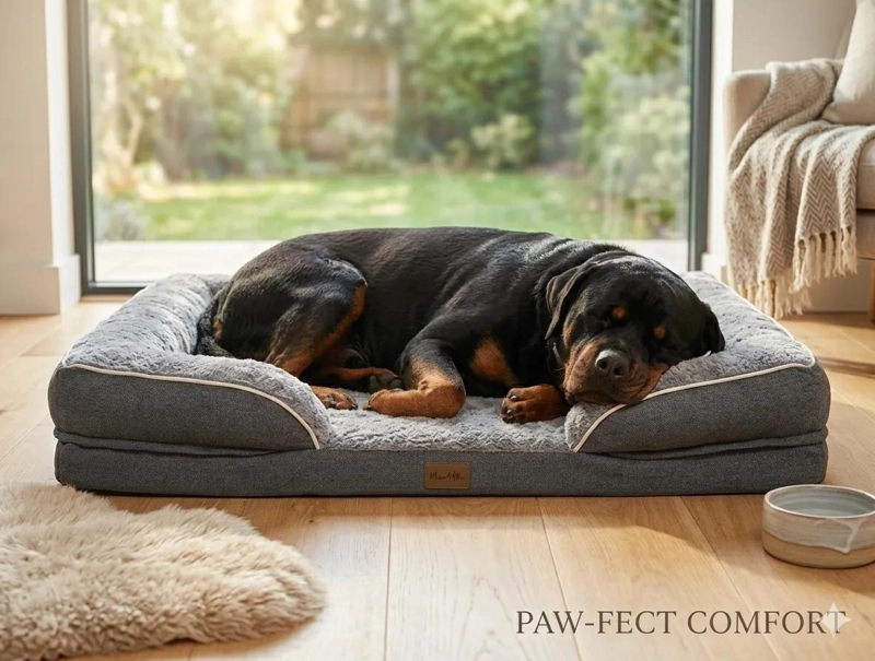 CAMA ORTOPE DICA GRANDE PARA PERRO CON FELPA GRIS LAVABLE Y COMODA - 4