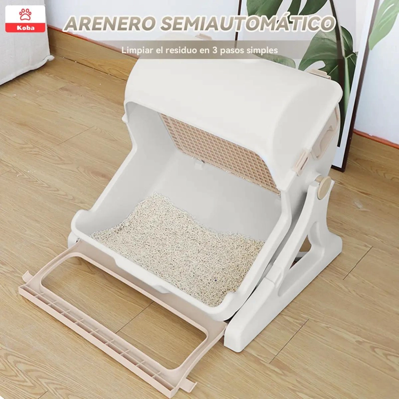 ARENERO PARA GATOS SEMI-AUTOMATICO CON BAÑO SANITARIO GRANDE - 1