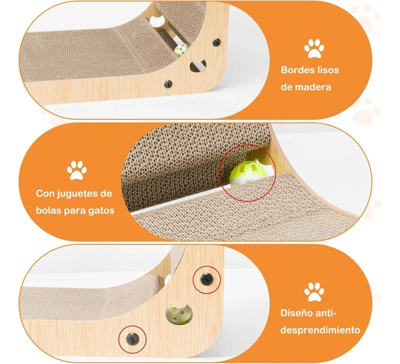 RASCADOR PARA GATOS GRANDE EN FORMA DE L CON PELOTA INTEGRADA - 5
