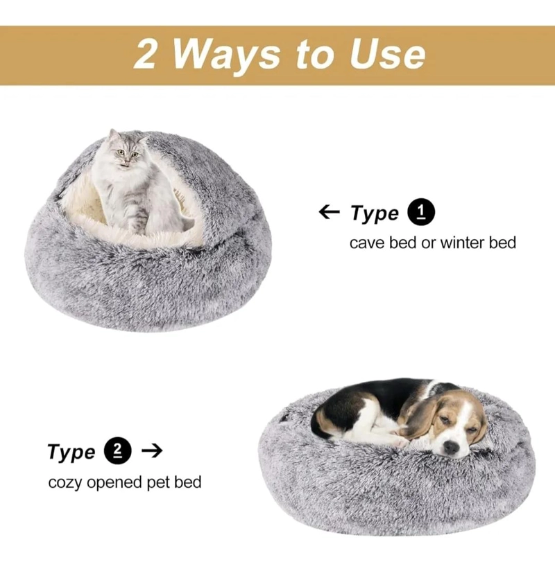 CAMA TIPO CUEVA PARA MASCOTAS DE 60 CM COMODA Y ACOGEDORA - 2