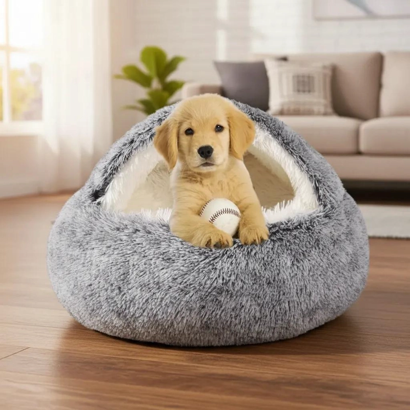 CAMA TIPO CUEVA PARA MASCOTAS DE 60 CM COMODA Y ACOGEDORA - 3