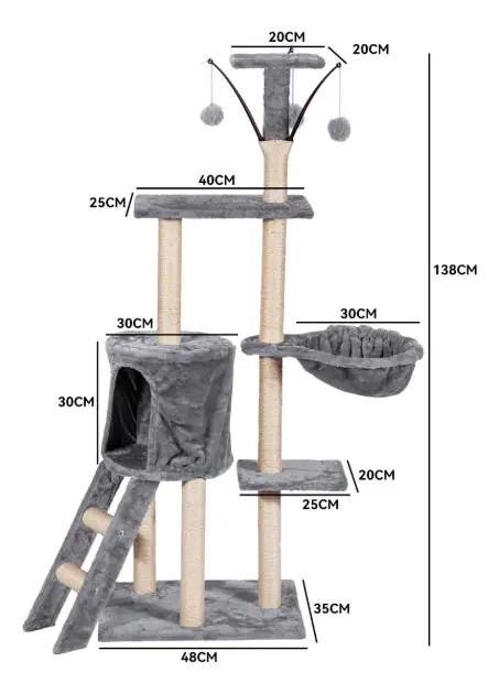 TORRE RASCADOR PARA GATOS CON DISEÑO DE CASA Y MULTIPLES NIVELES - 2