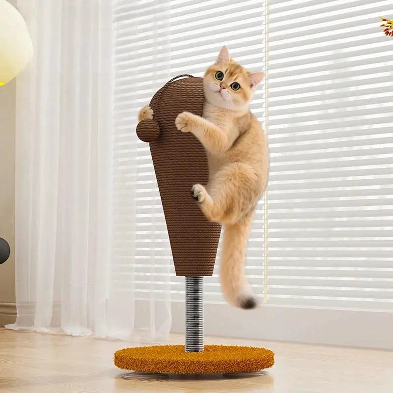POSTE RASCADOR PARA GATO CON TORRE DE ESCALADA Y RESORTE OSCILANTE - 2