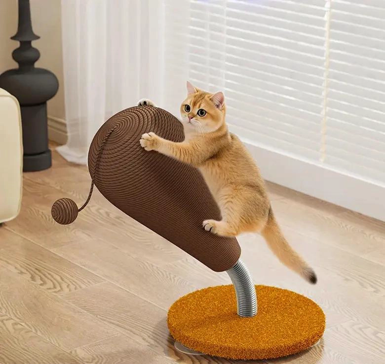 POSTE RASCADOR PARA GATO CON TORRE DE ESCALADA Y RESORTE OSCILANTE - 3