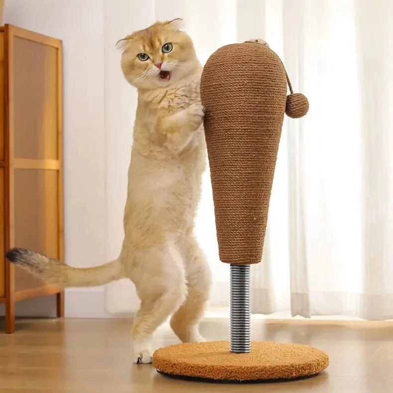 POSTE RASCADOR PARA GATO CON TORRE DE ESCALADA Y RESORTE OSCILANTE - 4