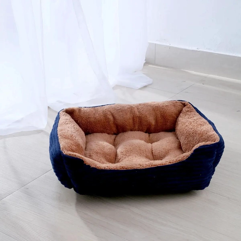 CAMA PARA MASCOTAS PERROS Y GATOS SUAVE Y COMODA AZUL 51X41X18 CM - 2