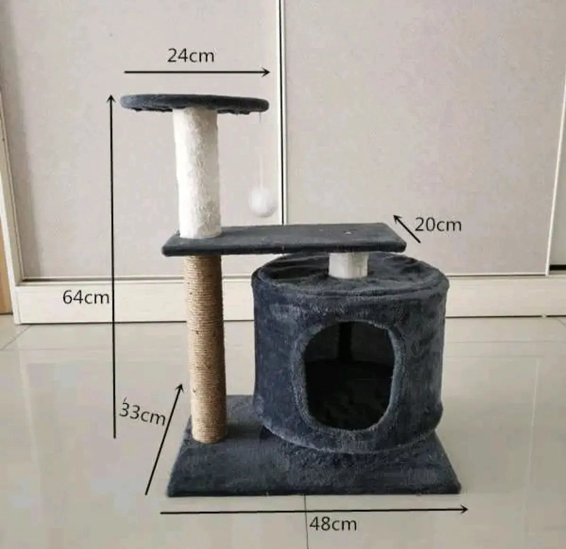 RASCADOR PARA GATOS CON CASA INTEGRADA Y JUGUETE COLGANTE - 3