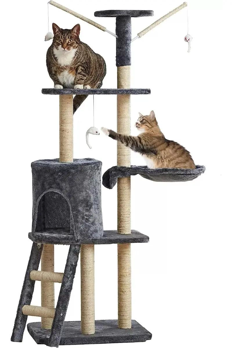 GENÉRICO CAMA COLUMPIO PARA GATOS CON TORRE DE CINCO NIVELES PARA DESCANSO Y JUEGO