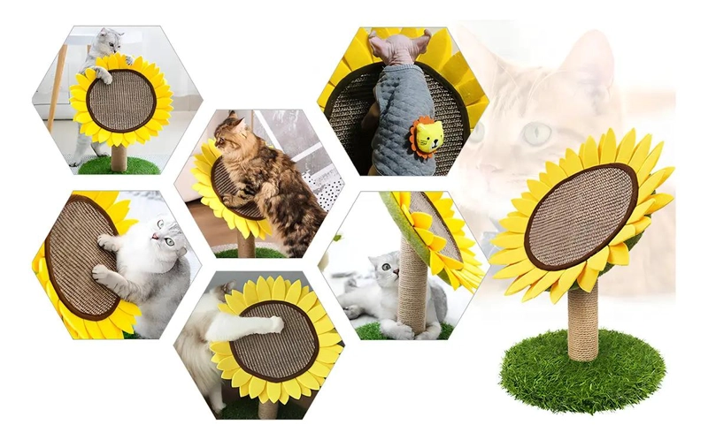 TORRE RASCADOR PARA GATO CON SISAL DE 45 CM COLOR AMARILLO - 5