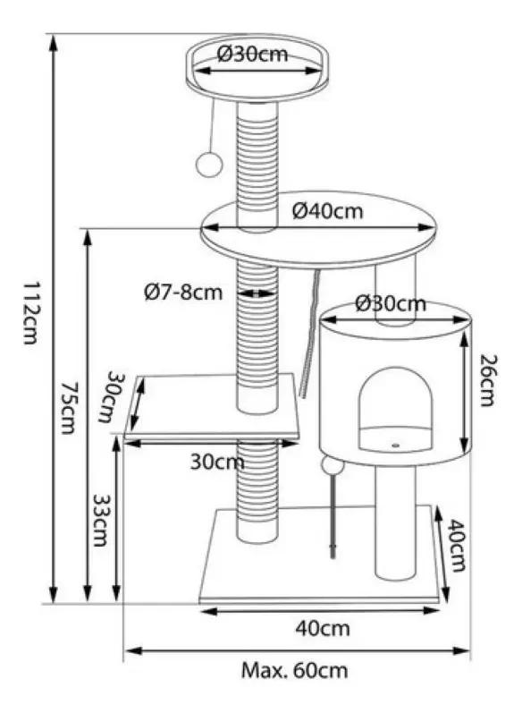 RASCADOR PARA GATOS TIPO TORRE CON MULTIPLES NIVELES Y SUPERFICIE PARA AFILAR G爀 - 2