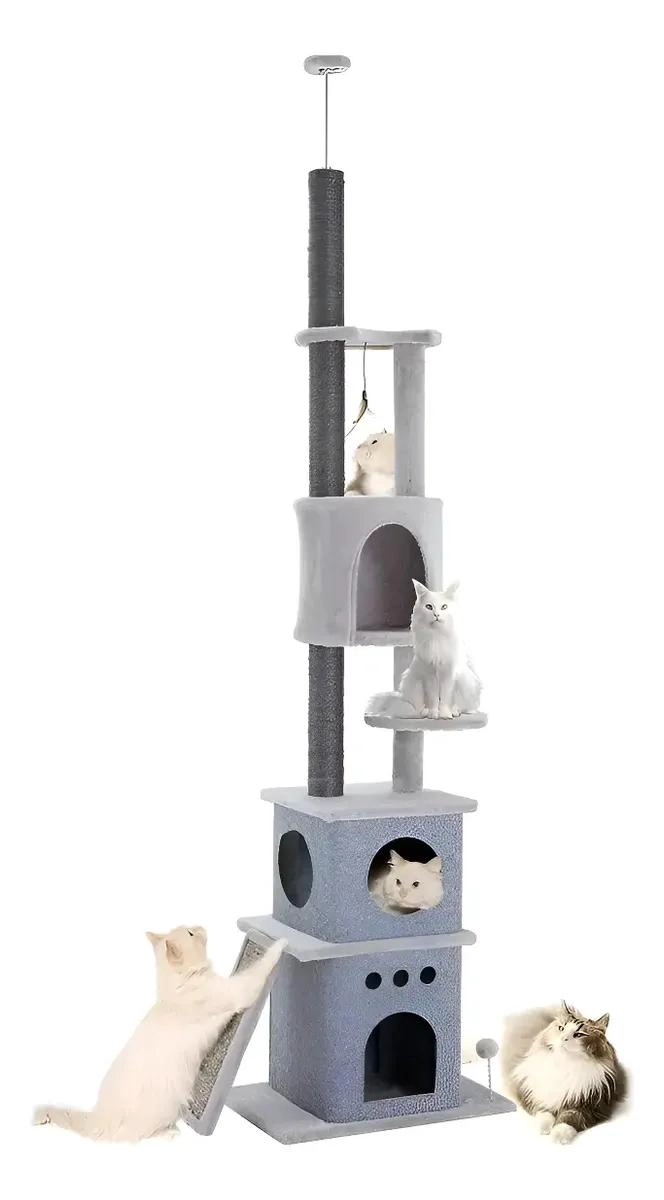 RASCADOR PARA GATOS TIPO TORRE ARBOL DE 250 CM CON TERCIOPELO - 1