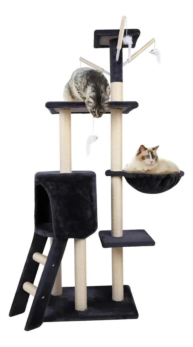 TORRE PARA GATO DE 5 NIVELES CON FELPA Y SISAL DE 138 CM - 1