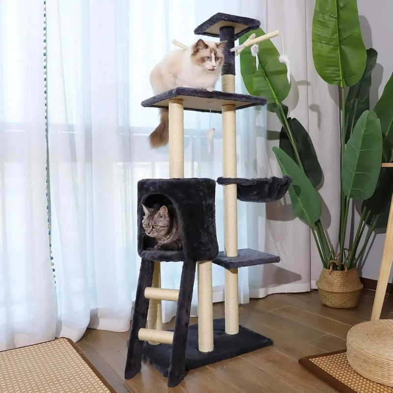 TORRE PARA GATO DE 5 NIVELES CON FELPA Y SISAL DE 138 CM - 2