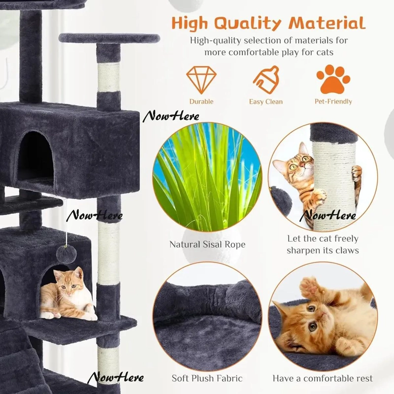 TORRE PARA GATO DE 5 NIVELES CON FELPA Y SISAL DE 138 CM - 5