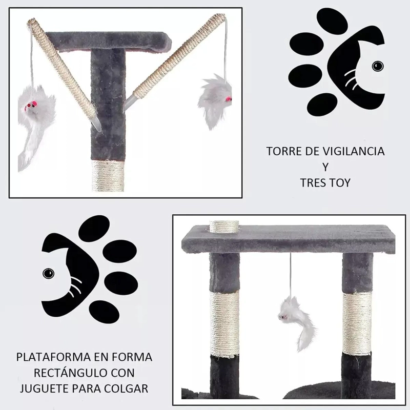 RASCADOR PARA GATOS CON 5 NIVELES Y DISEÑO TIPO ARBOL INTERACTIVO - 4