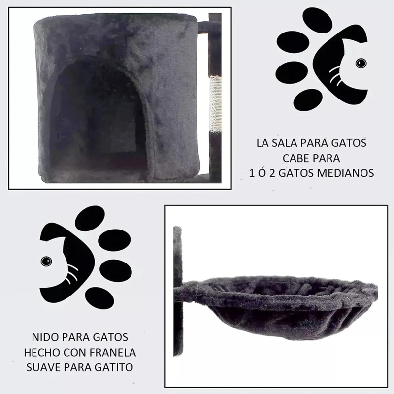 RASCADOR PARA GATOS CON 5 NIVELES Y DISEÑO TIPO ARBOL INTERACTIVO - 5