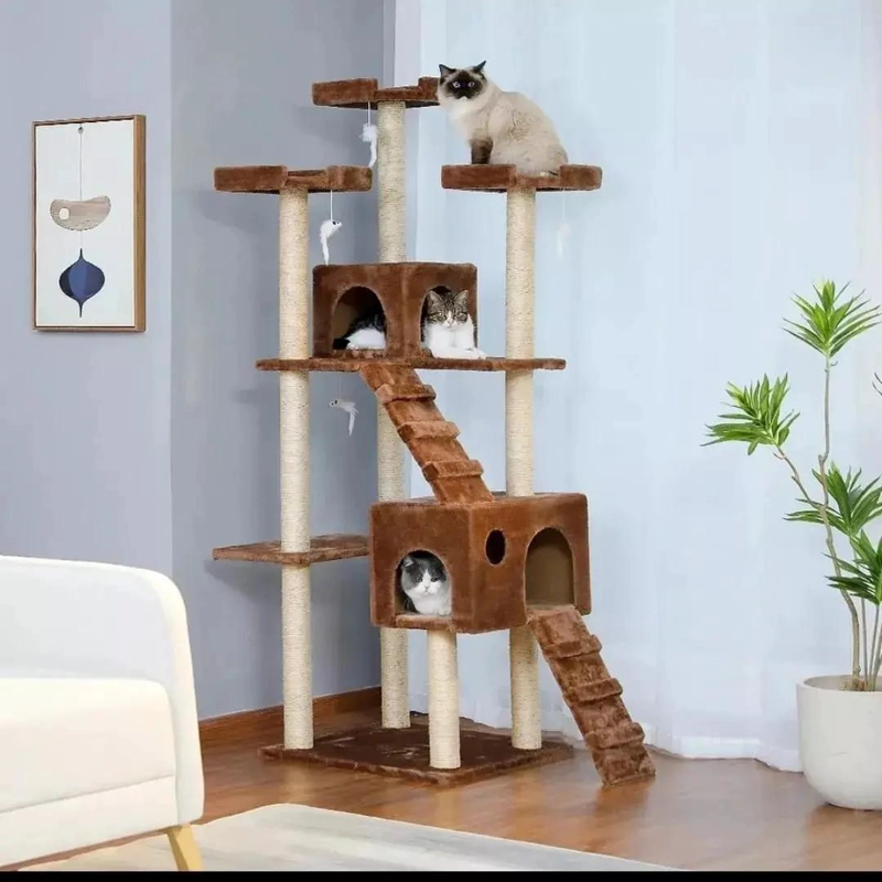 TORRE RASCADOR PARA GATOS CON FELPA Y SISAL EXTRA GRANDE - 2