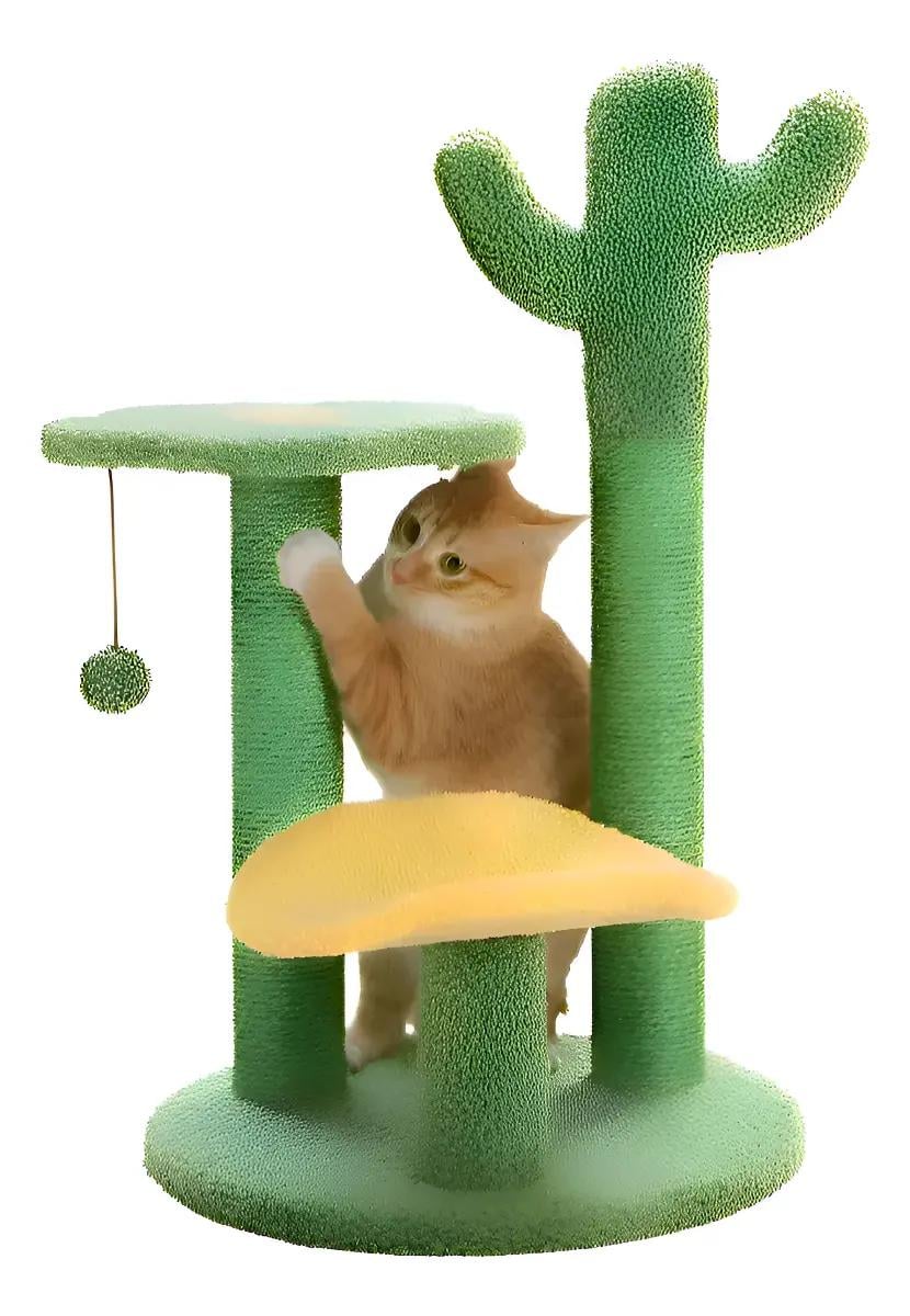 RASCADOR PARA GATOS CON DISEÑO DE CACTUS COLOR VERDE - 1