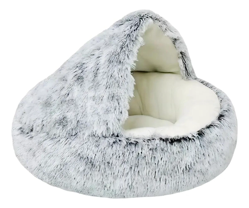 CAMA DE FELPA PARA PERROS Y GATOS HASTA 10 KG COLOR GRIS OSCURO - 2