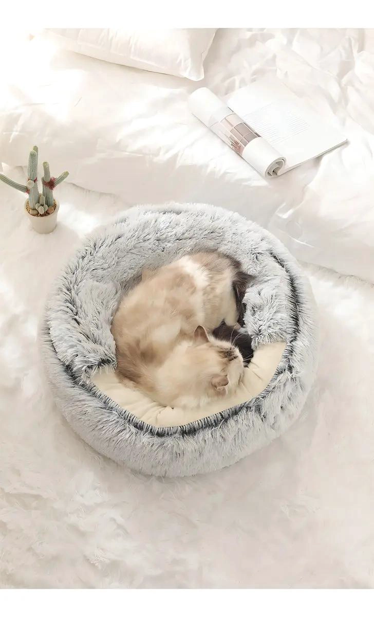 CAMA DE FELPA PARA PERROS Y GATOS HASTA 10 KG COLOR GRIS OSCURO - 3