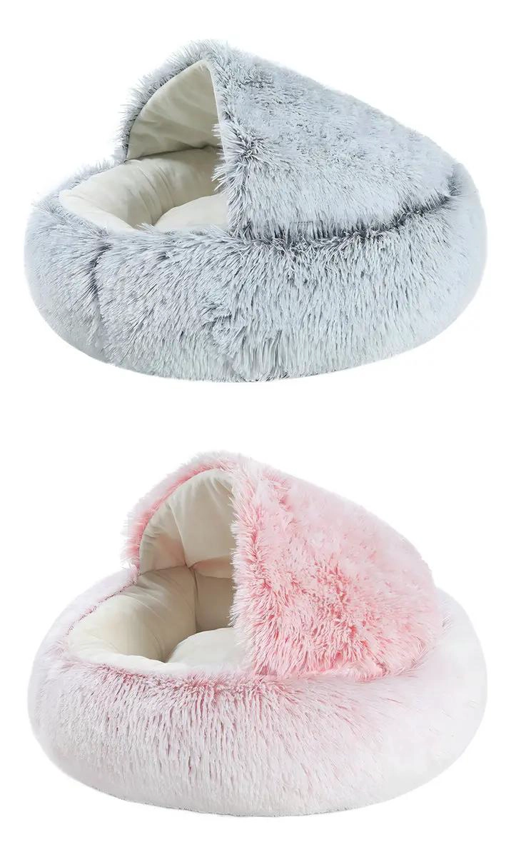 CAMA DE FELPA PARA PERROS Y GATOS HASTA 10 KG COLOR GRIS OSCURO - 4